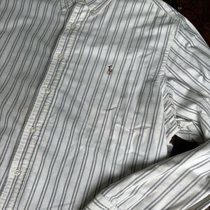 Polo by Ralph Lauren White and Gray Casual Button Down‎ Shirt